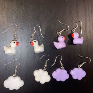 Dreamy Skies Cloud & Duck Earring Set | Pastelcore Kawaii Softgirl Aesthetic